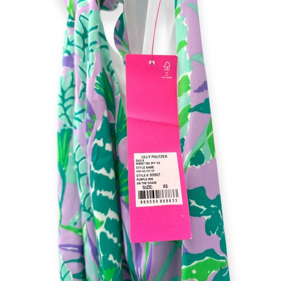 Lilly Pulitzer Rori Halter Top Tie Back in Purple Iris On The Chase Size XS - Picture 8 of 10